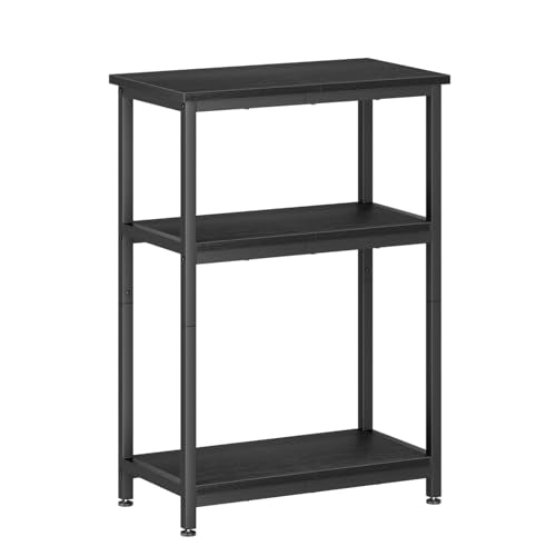 APPOLYN 5-10 Gallon Fish Tank Stand, Metal Aquarium Stand with Storage, 3-Tier Shelf Tank Stand, 10 Gallon Fish Tank Stand with 20.5" L x 11.4" W Tabletop, Black