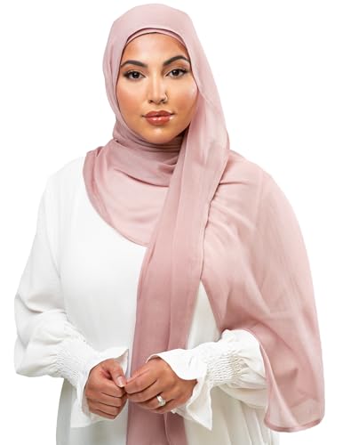KHELANI Premium Modal Hijab Set – Lightweight & Soft | Luxury Hijabs Wrap, Head Scarf for Muslim Women with Hijab Undercap - color: Dusty Rose
