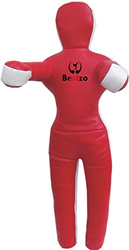 Bestzo MMA Punching Bag Brazilian Grappling Dummy Red Standing Position -Unfilled - color: Canvas Red, size: 70 inches (6 ft)