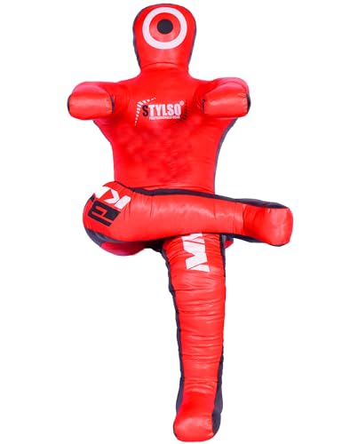 Grappling Dummy, Black Fabric Training Equipment for BJJ, Judo, Karate, Wrestling, Un-Filled Practice Dummy, Model WDM-2025, for Adults and Youth - color: Dura Red