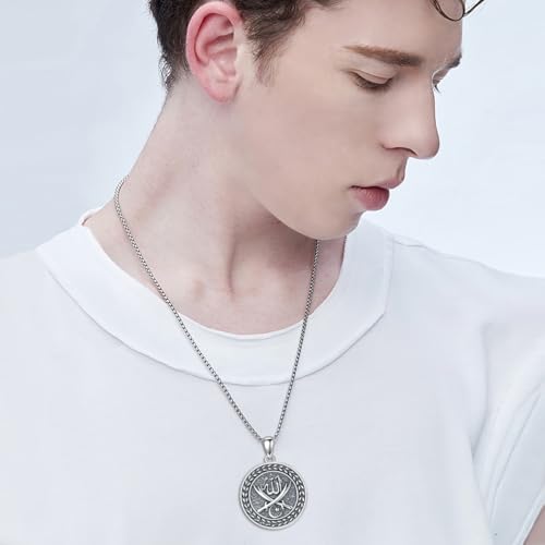 PELOVNY Allah Necklace for Men Women 925 Sterling Silver Islam Allah Pendant Chain Islamic Muslim Religious Jewelry Gifts - color: Allah-05