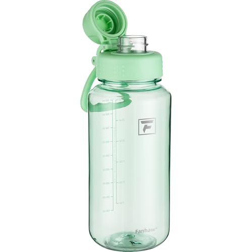 Fanhaw 32 oz Clear BPA-Free Tritan Water Bottle with Fast-Flow Spout Lid, BPA-Free & Leak-Proof Wide-Mouth Reusable Bottle for Gym, School & Office, Back to School Essentials (Glow Green) - color: Glow Green