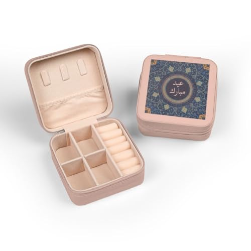 3dRose Eid Mubarak in Arabic - Dark Blue Blessed Happy Eid - Muslim holiday Jewelry Travel Case Pink