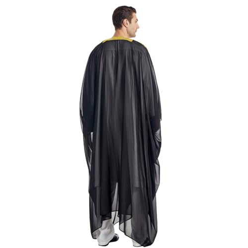 FYMNSI Men's Robe Muslim Clothes Kimono Loose Abaya Dresses Long Sleeve Embroidered Chiffon Kaftan Casual Formal Dubai Thobe - color: Black, size: Medium