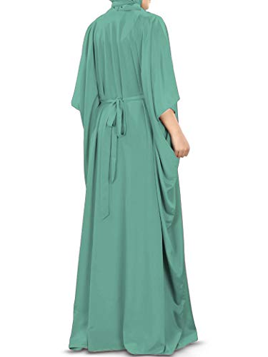 MyBatua Women's Kaftan, Free Size Abaya, Dubai Islamic Dress, Muslim Maxi KF-001 - color: Sea Green