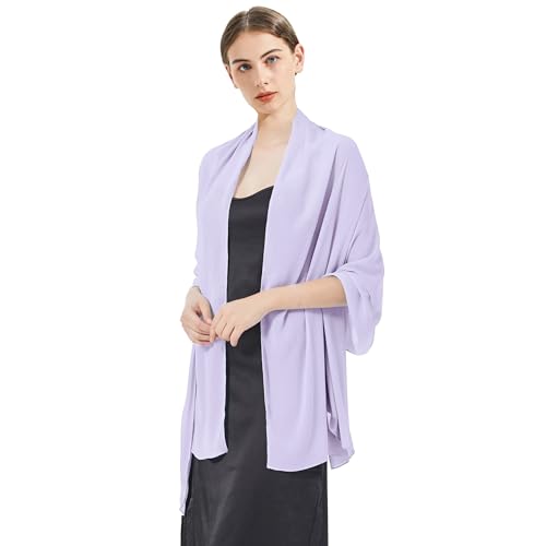 Chiffon Shawls and Wraps - Lightweight Scarve for Women Evening Dresses Wedding Bridal Formal Party - color: H-lilac