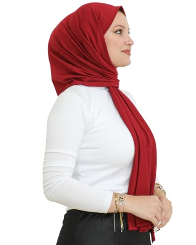 Prien Hijab for Women Viscose Scarf Lightweight Muslim Hijabs Long Shawl Islamic Scarves Turkey Silk Headscarf for Womens - color: Burgundy