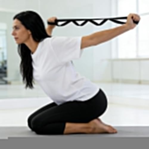 Stretching Strap with Exercise Book,Yoga Accessory, Fitness Strap for Body Stretching, Home Equipment - color: black