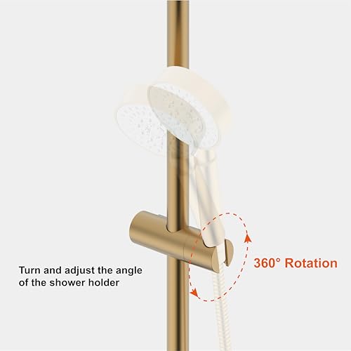 Shower Head Holder for Slide Bar Adjustable Hand Shower Holder Bracket for Slide Bar, Slider Clamp Bathroom Replacement,360 Degree Rotation Sprayer Holder,Brushed Gold Finish - color: Brushed Gold