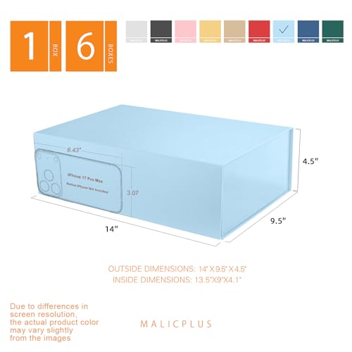Large Light Blue Gift Boxes with Magnetic Lid for Present, 6 pack - color: Blue, size: 1 Count (pack of 6)