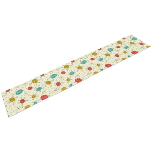 Mid Century Modern Table Runner,Abstract Aesthetic Geometric Mid Century Retro Modern Patterns Printed Linen Table Runner for Kitchen Dining Room Holiday 13x36 Inch - color: Mid Century-2, size: 13x36 Inch