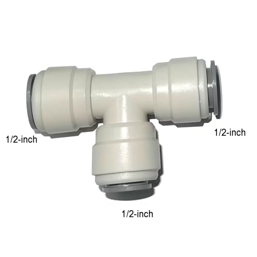 Acetal Copolymer 1/2" Tube OD (12.7mm) Tube Fitting, Union Tee Connector, Push to connect for RO water filter system parts (pack of 5) - style: Union Tee 1/2"