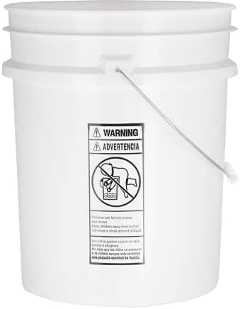 Food Grade 5 Gallon Made in USA Plastic Bucket with Air Tight Screw on Lid (White Buckets with White Lids) - color: White Buckets With White Lids