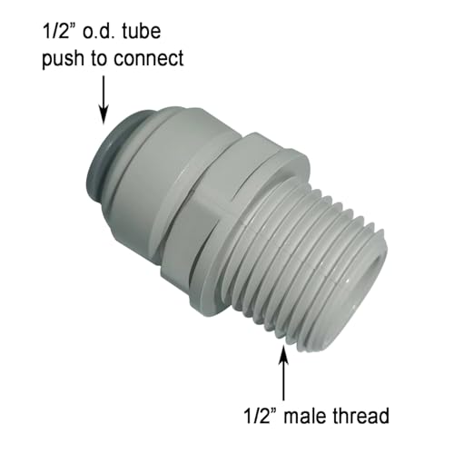 Acetal Copolymer 1/2" Tube OD Tube Fittings,1/2" Male Adapter, Push to connect for RO water filter system parts (pack of 5) - style: Male Adapter 1/2"