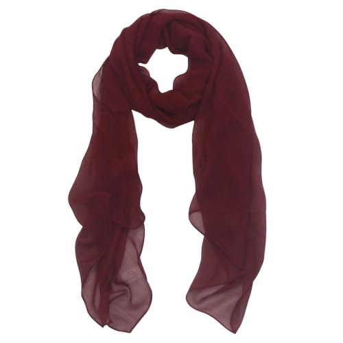 PANTONIGHT Long Chiffon Sheer Scarf For womens - color: 069 Plain Cherry