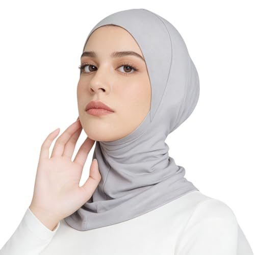 Yeieeo 4PCS Hijab Undercap for Women, No Slip Full Coverage Hijab Inner Cap, Soft Underscarf Breathable Headwear - color: White+beige+skin Pink+light Grey