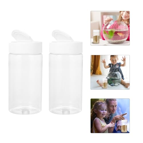 2pcs Creative Fish Food Storage Bottles with Multi-Holes, Portable Aquarium Feeding Containers for Fish Tanks, White Plastic Feeding Bottles for Aquatic Pets