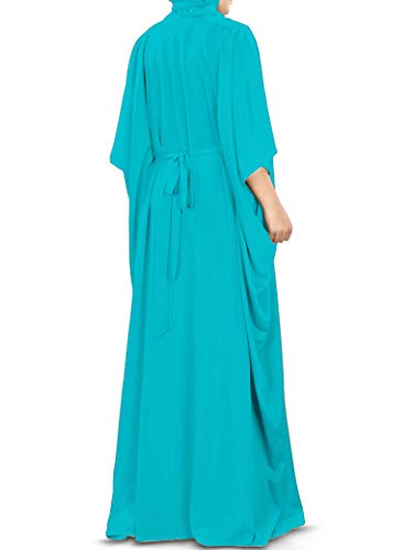 MyBatua Women's Kaftan, Free Size Abaya, Dubai Islamic Dress, Muslim Maxi KF-001 - color: Turquoise