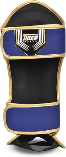 Shin Guards MMA, Muay Thai, Kickboxing, Leg Instep Protection Pads, Kicking, Sparring, Training Gear, Karate, Boxing, Taekwondo - Unisex - Black and White Colors - color: Blue, size: Large