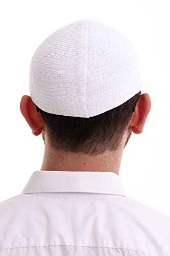 ihvan online Turkish Muslim Winter Velvet Kufi Hats for Men, Taqiya, Takke, Peci, Islamic Caps, Islamic Gifts, Standart Size - color: White
