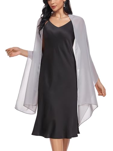 Shawls and Wraps Soft Chiffon Scarve Scarf For Evening Party Dresses Wedding Stole - color: Silver Gray