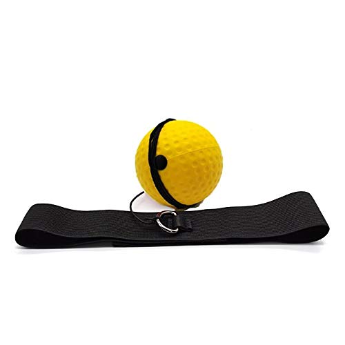 LIPOVOLT® Boxing Fight Ball with Head Band for Reflex Speed Training Punching Exercise (Yellow)