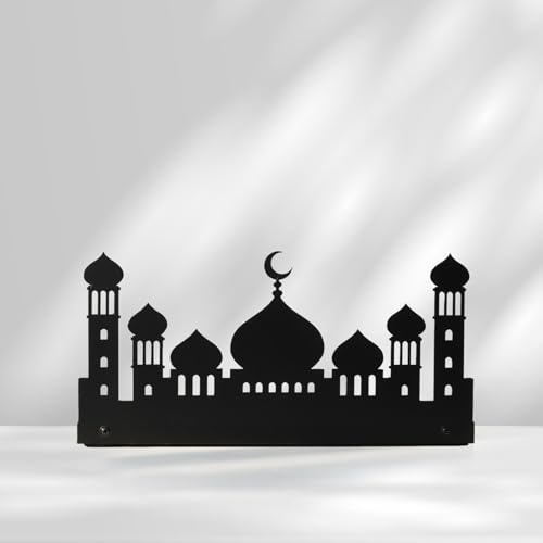 Wooden Ramadan Decorations for Home, Mosque Candle Holder with 2 Glass Tealight Votive Holders, Eid Mubarak Table Decor Centerpiece, Islamic Gifts for Ramadan Kareem, Muslim Home Decor