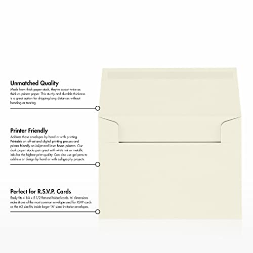 LUXPaper A2 Invitation Envelopes (4 3/8 x 5 3/4) - 70lb. Classic Crest Natural White (500 Qty.) | Perfect for Invitations, Announcements, Sending Cards, RSVP Cards | 4870-70NW-500 - color: 70lb. Classic Crest Natural White, size: 500 Qty.