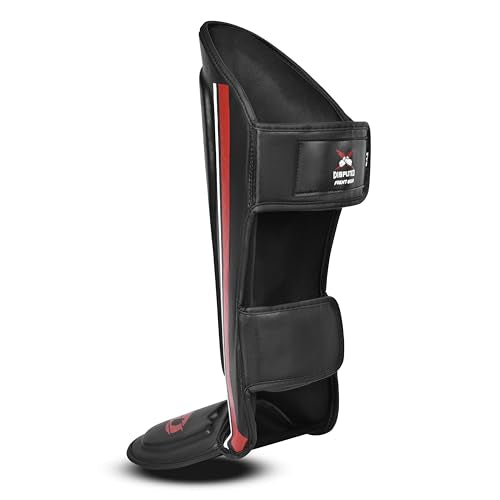 X-Disputed Shin Guards, Kickboxing Trainning MMA Muay Thai Sparring Fighting Shin Guards with Instep Synthetic Leather, Leg and Foot Protection Shin Instep Pair - size: Large-X-Large
