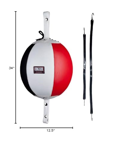 Ringside Leather Boxing Double End Bag - Speed & Reflex Punching Target with Bungee Cables for MMA, Muay Thai, and Striking Accuracy - size: 9"