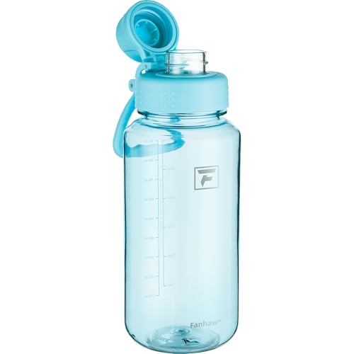 Fanhaw 32 oz Clear BPA-Free Tritan Water Bottle with Fast-Flow Spout Lid, BPA-Free & Leak-Proof Wide-Mouth Reusable Bottle for Gym, School & Office, Back to School Essentials (Baby Blue) - color: Baby Blue