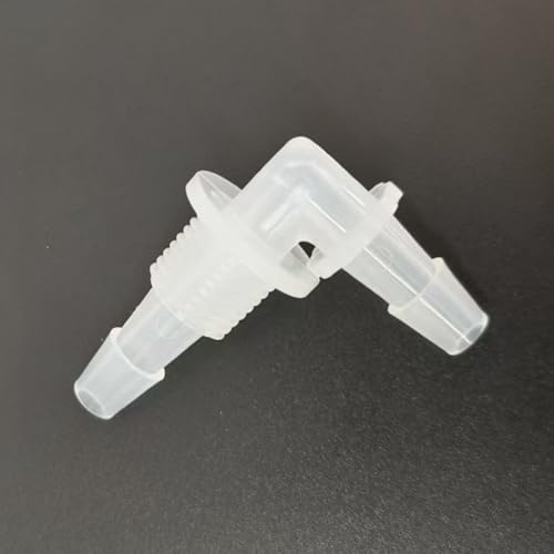1/4'' L-Type Bulkhead Plastic Hose Barb Fittings 1/4G Male Threaded for Aquarium Fuel Gas Liquid Air PP Pack of 25 (Bulkhead Fitting and Nut)