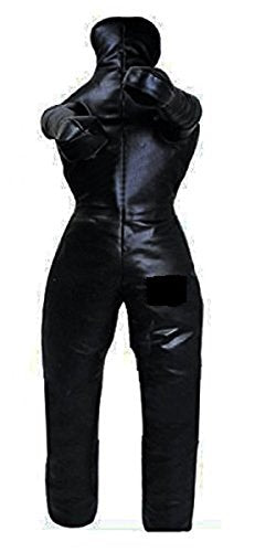 LEATHERAY MMA Jiu Jitsu Grappling Dummy Judo Punching Bag,Brazilian Jiu Jitsu Dummy,Wrestling Grappling BJJ Dummy Black Synthetic Leather-70 inches-Unfilled