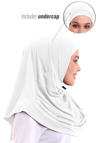 ihvan online, Hijab Scarves for Women, Ready to Wear, Lightweight and Comfortable Headscarf, Instant Turban, Jersey, Presewn - color: White