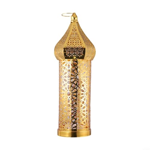 Moroccan Style Hollow Iron Lantern For Ramadan Festival Decoration With Ornamental Light Feature For Home Use (L)