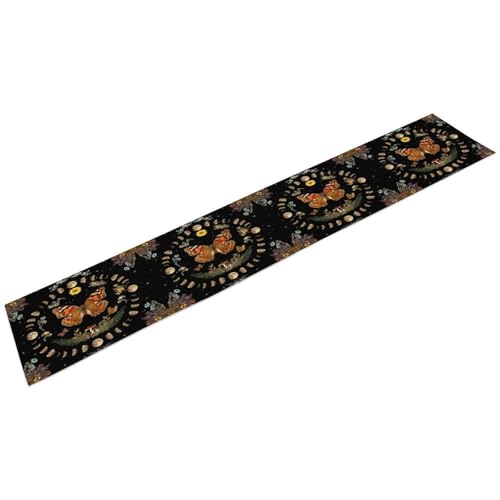 Boho Moth Table Runner, Witchy Mysterious Moon Phase Garden Flower Plant Gothic Aesthetic Table Runner for Home Kitchen Dining Patio Holiday Party 13x36in - color: Moth-3, size: W13''xL36''