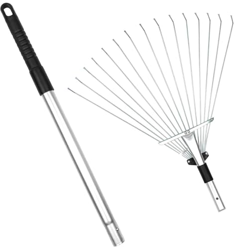 Buyplus Adjustable Garden Leaf Rake - 24 to 63 Inch Telescopic Metal Expandable Folding Leaves Rake, Metal Rake for Leaves, Yard Rakes for Lawn Yard, Flowers Beds, Black - color: Black