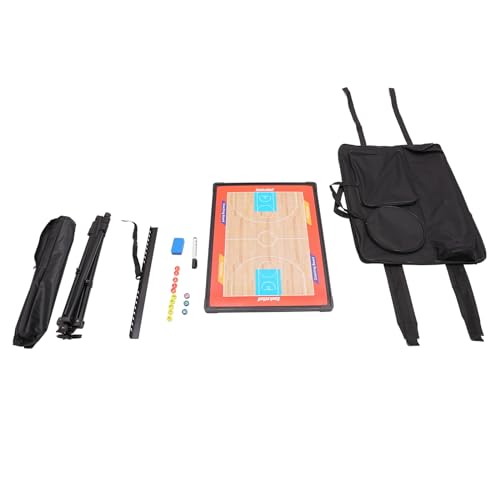 Basketball Coaching Tactical Board, Portable Magnetic Basketball Coach Blackboard with Triangle Bracket - Training Assistant Equipment Kit with Player Markers, Pen and Eraser