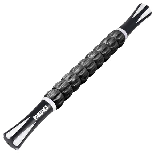 Muscle Roller Massage Roller Stick- Deep Tissue Fascia Blaster for Myofascial Pain Relief, Lymphatic Drainage & Body Sculpting, Handheld Physical Therapy & Recovery Tool (White Black) - color: White Black
