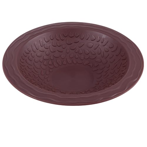 Turtle Bathing Pool Small for Reptiles & Amphibians - Resin Water Dish & Feeding Bowl with Gentle Slope - Safe for Turtles, Lizards, Frogs, Snakes (Reddish Brown) - color: Brown