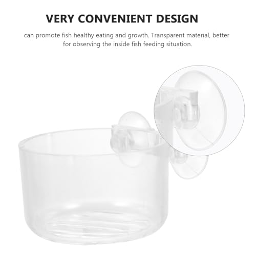 Yardwe 4Pcs Acrylic Fish Tank Feeding Cups with Suction Cup, Aquarium Feeder Bowls for Live Worm and Shrimp Feeding, Round and Oval Shapes for Fish Aquatic Pets