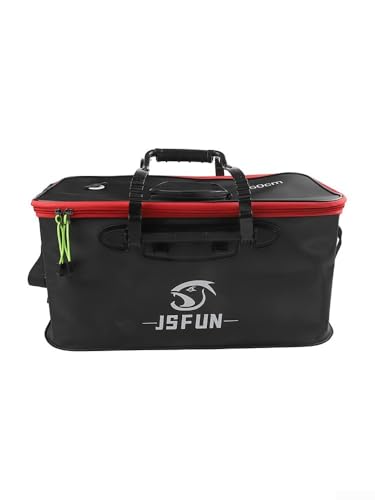 Live Fish Transport Box, Folding EVA Fishing Bucket with Mesh Cover, Portable Collapsible Bait Container for Sea Fishing, Camping and Hiking(50cm) - size: 50cm