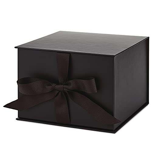 Hallmark Medium Gift Box with Lid and Shredded Paper Fill (Black 7 inch Box) for Weddings, Graduations, Birthdays, Father's Day, Groomsmen Gifts, All Occasion (Pack of 12) - color: Black, size: Pack of 12