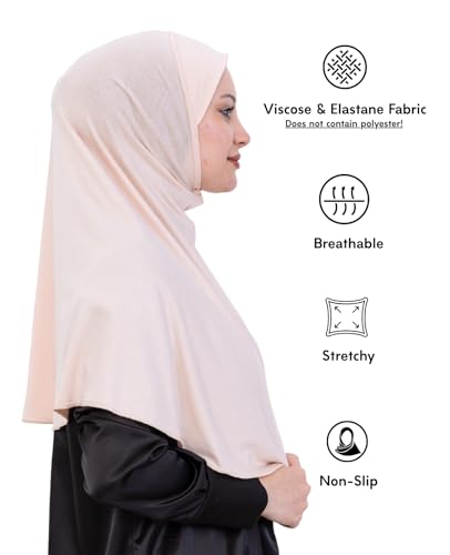 Prien Ready Hijab For Women, One Piece Muslim Instant Turban, Easy To Wear Long Head Scarf, Turkish Islamic Clothes For Abaya - color: Beige