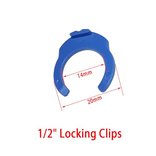 1/2" Blue Locking Clip Clamps for RO Reverse Osmosis Water Filtration Systems or Other Quick Connect Fitting Replacement Parts Accessory. (1/2" clips 50pcs) - size: 1/2" clips 50pcs