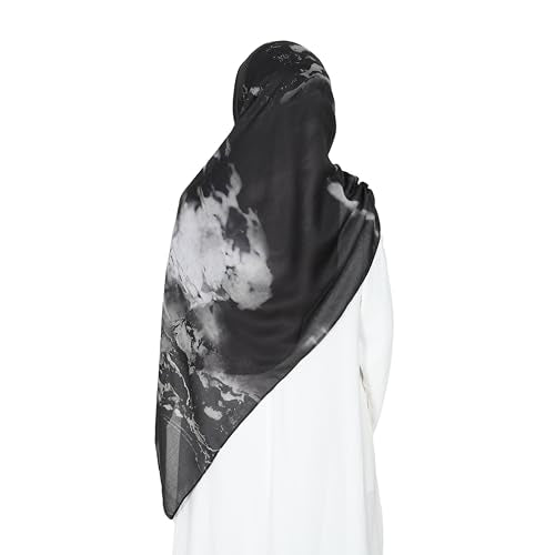 Printed Hijab for Women Printing Hijab Scarf for Women Muslim Islamic Prayer Clothes 1pc Muslim Women's Khimar - color: Charcoal Grey