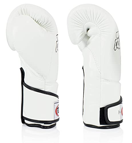Fairtex BGV6 Angular Boxing Gloves, Locked Thumb Muay Thai MMA Kickboxing | Premium synthetic body with triple-layer foam padding. Joint protection and firm wrist support safeguard hands on heavy bags - color: White, size: 16oz