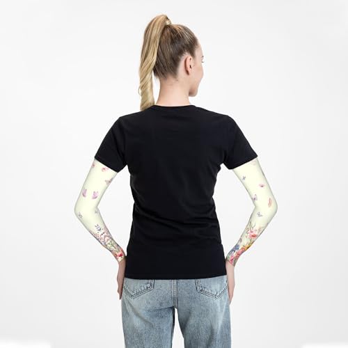 Arm Sleeves Outdoor Garden Sports Cooling Sun Sleeve for Women Men Farm - color: Flower Butterfly
