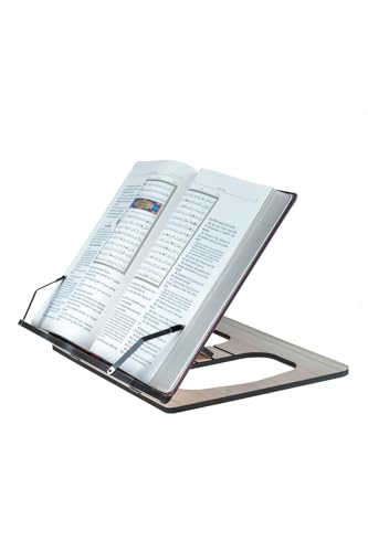 Wooden Book Stand Reading Easel for Cookbooks Quran Tablet Holder - White Finish - Large Size - Blue