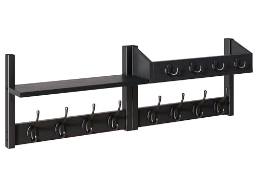 YMYNY 31.5" Coat Rack Wall Mount with Shelf, 4 in 1 Key and Coat Hanger with 12 Metal Hooks, Wall Shelf with Hooks & Mail Holder for Living Room, Bedroom, Black, HWS007B-2 - color: Black, size: 31.5" - 4-in-1
